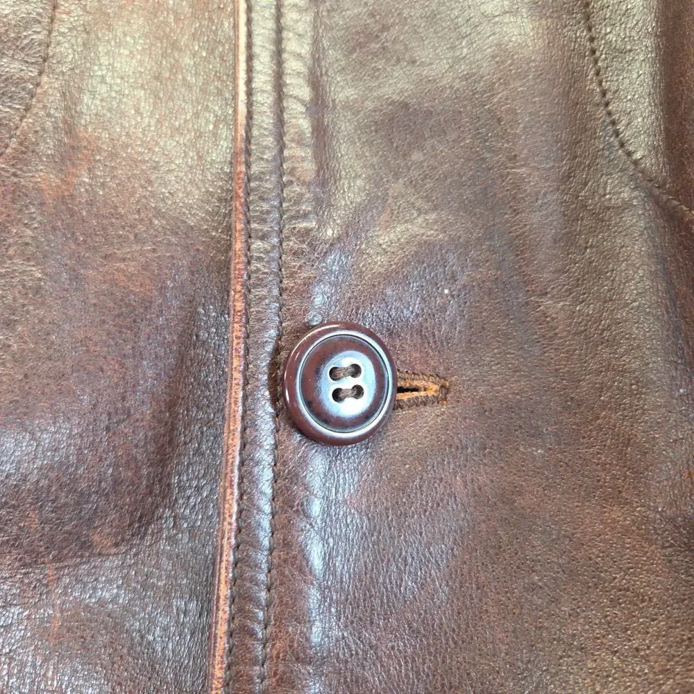 Vtg 90's WILSONS‎ Leather PATINA Coat LARGE JULIAN Brown Baggy Heavy Jacket